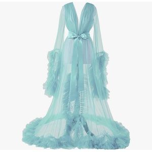 Old Hollywood Long Tulle Robe with Satin Tie